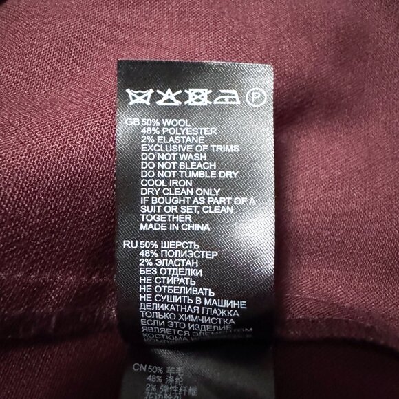 Reiss Freya Tailored Pencil Skirt Wool Berry Maroon Burgundy Women's Size 2 - Picture 13 of 13